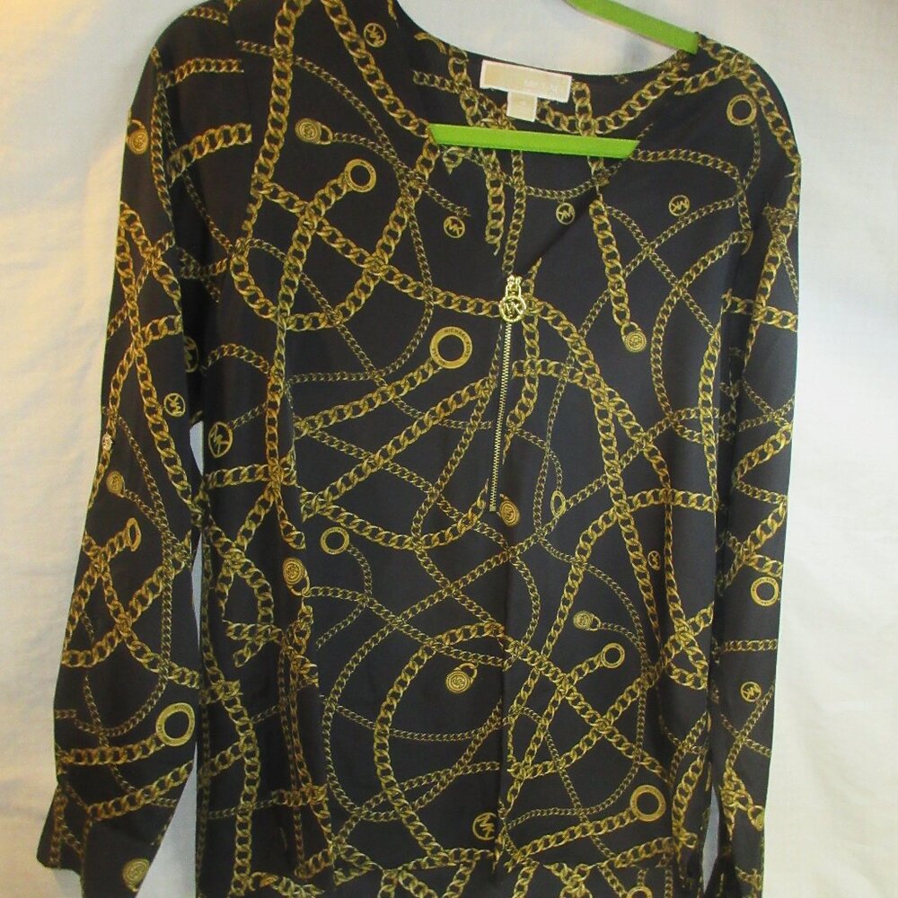 NWOT~MICHAEL KORS~ SIZE 10~FRONT GOLD ZIPPER, SIDE SLITS~L/S OR CAN MAKE 3